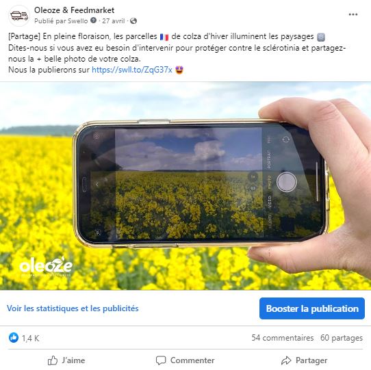 Post OleoZE sur les réseaux sociaux